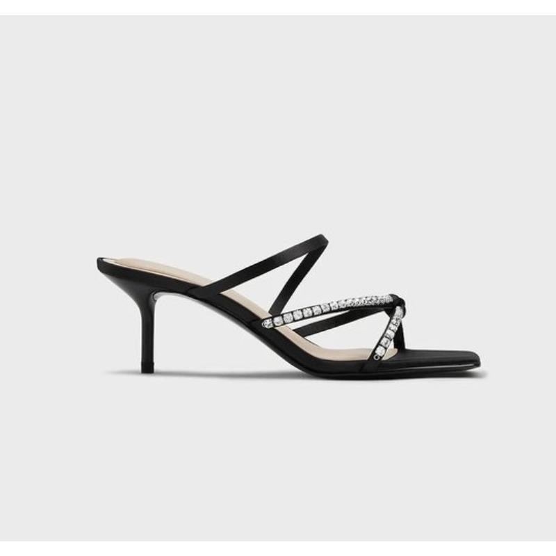 Slingback Woman Sandals Women's High-heeled Shoes Ankle Strap Open Toe High Heel Sandals Black Pumps Female