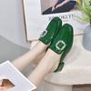 Baotou slippers women's outer wear summer new thick heel square head rhinestone sandals cow patent leather lazy drag