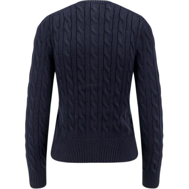 Polo Ralph Lauren Single Button Round Neck Long Sleeve Knit Sweater Women sweater Navy-Blue 211971868-008