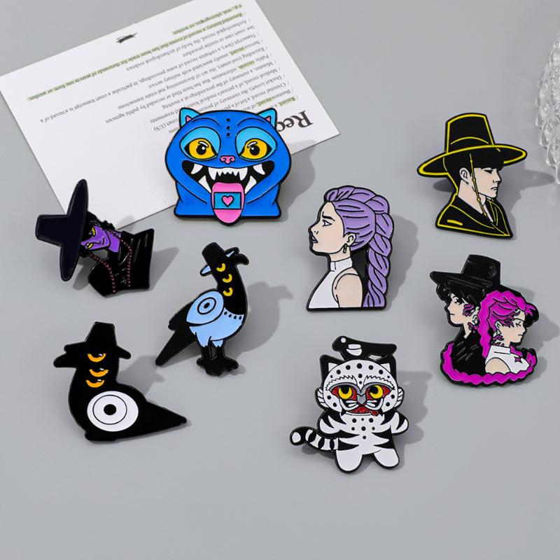 Happy Blue Cat Enamel Pin Fantastic Hunter Team Brooches Woman Men Backpack Badge Accessories Lapel Pin Jewelry Gift