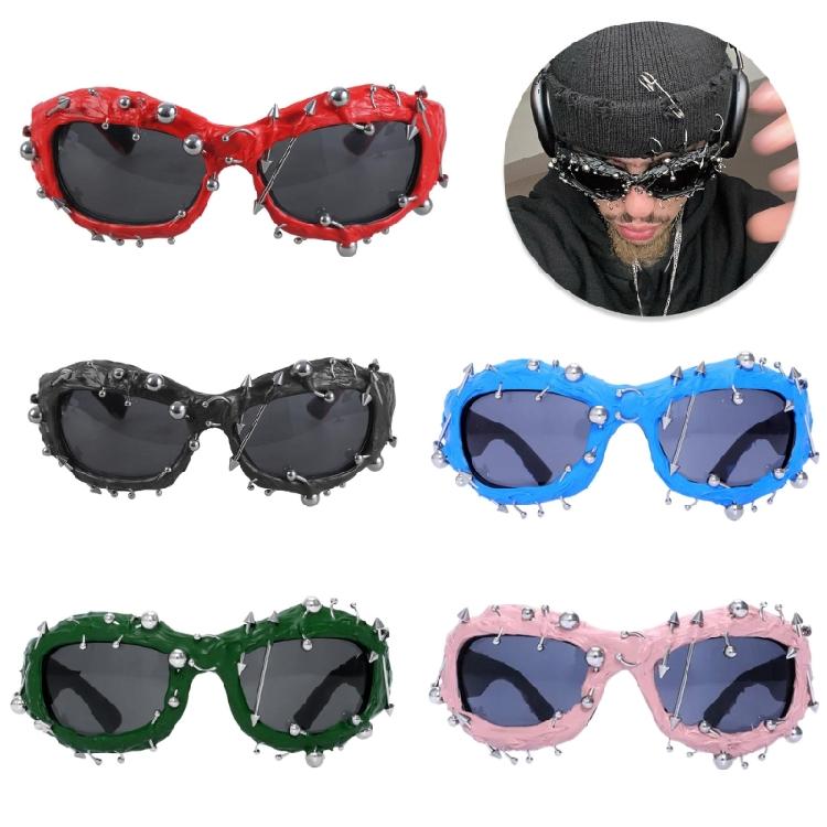 Stylish Rivet Frame Sunglasses with UV380 Protections for Women Men Unisex Everyday Use Eyeglasses Dance Show Props