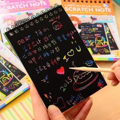 Children Graffiti Notebook DIY Scratch Drawing Toys Painting Book Black Early Learning-Focused Toy Fun Present