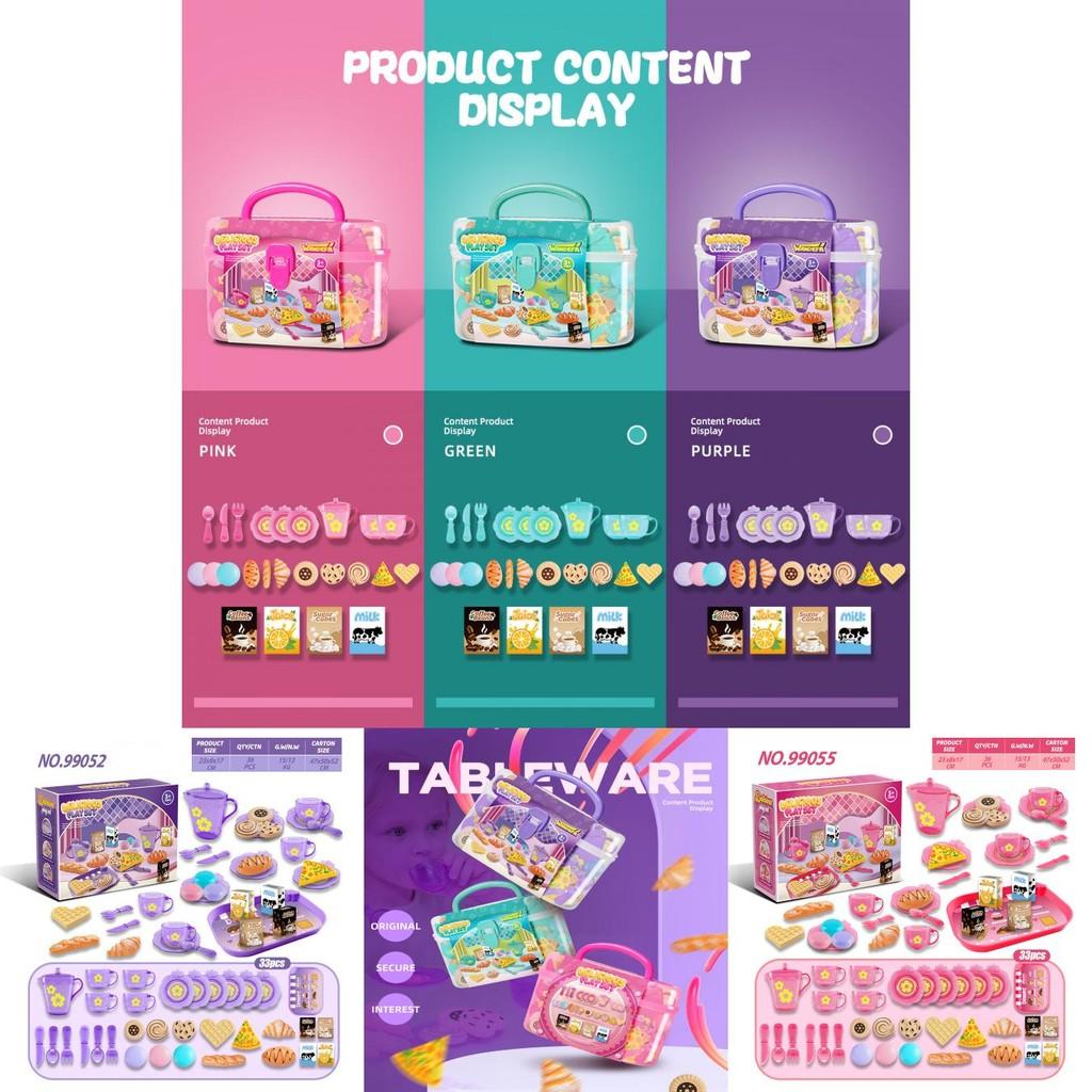 Colorful Eating Utensils Playset With Realistic Kitchen Accessories Storage Box For Children