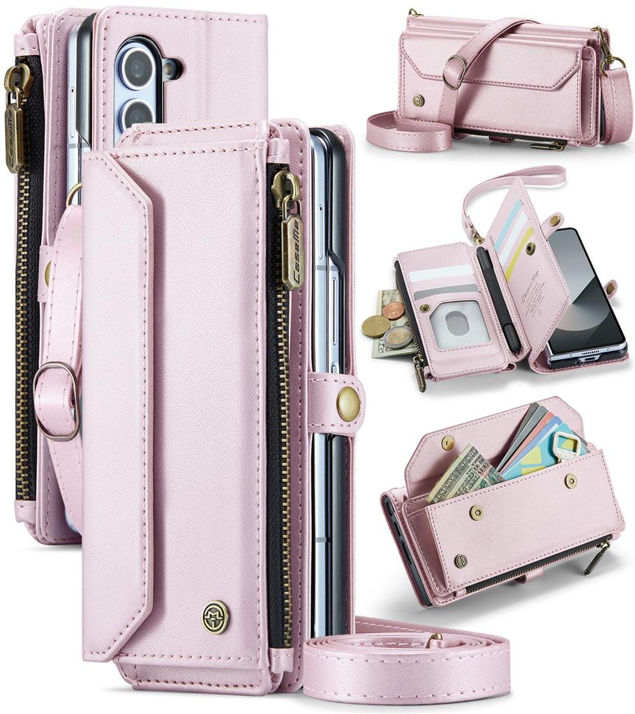 Lanyard Wallet  Leather Card Case For Samsung Galaxy Z Fold 7 Fold 6 fold 5 4 3 Women Crossbody Shockproof Cover