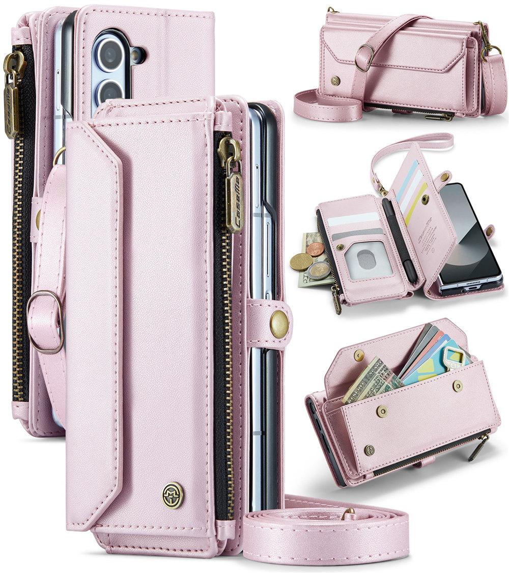 

Lanyard Wallet Leather Card Case For Samsung Galaxy Z Fold 7 Fold 6 fold 5 4 3 Women Crossbody Shockproof Cover For Galaxy Z Fold 3