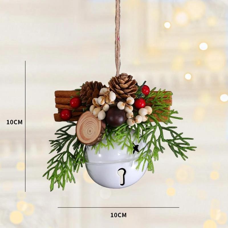 Christmas Jingle Bells Door Hanger Ornament Velvet Bow Pine Cone Bell Pendants For Christmas Decoration Christmas Gift Noel