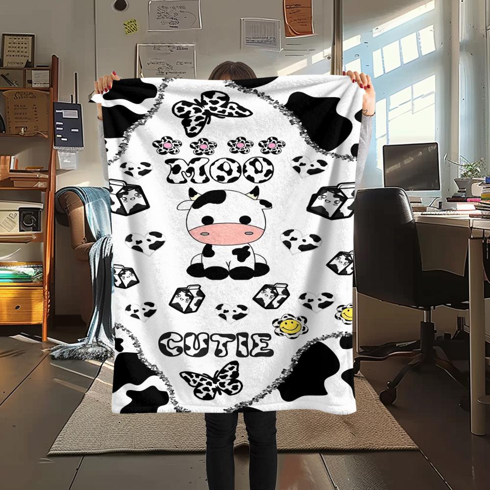 Leoparden- und Kuhmuster Flanelldecke, Hohe Qualität, Bequem für alle Jahreszeiten, Heimdekoration, Wärme und Komfort, Perfekt für Weihnachtsgeschenke