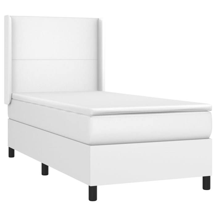 3132346 vidaXL Lit à sommier tapissier avec matelas Blanc 80x200 cm Similicuir