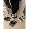 High Sense~ Mary Jane Schuhe Damen Goldschnalle mit Loafers Frühlingskleid Tragen 5Cm Kleine Lederschuhe