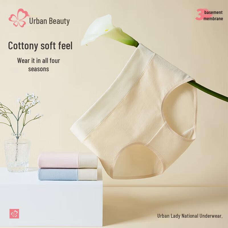 Urban Beauty 40S Cotton Antibacterial Mid-Waist 3-Pack Panties