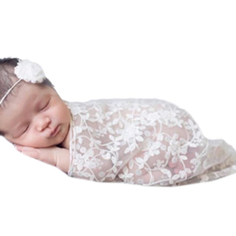 Unique Lace Embroidery Newborn Photography Props Soft Wrapping Cloth Photoshoots Baby Girls Photo Shoot Accessories
