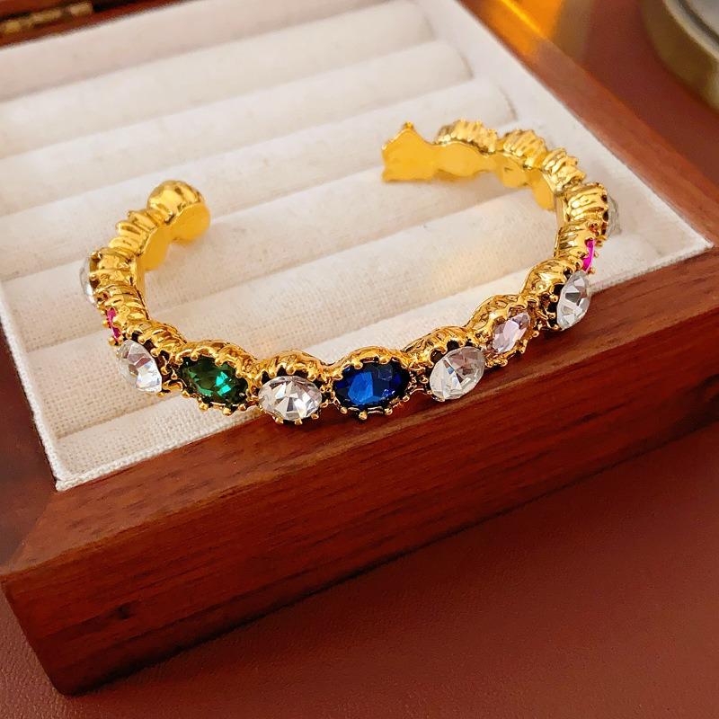 Zircon rhombus flower hollow adjustable bracelet Korean niche exquisite bracelet temperament versatile fashion jewelry women