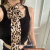 Women's Retro Leopard Print Thin Silk Scarf Hair Tie Headband Accessory