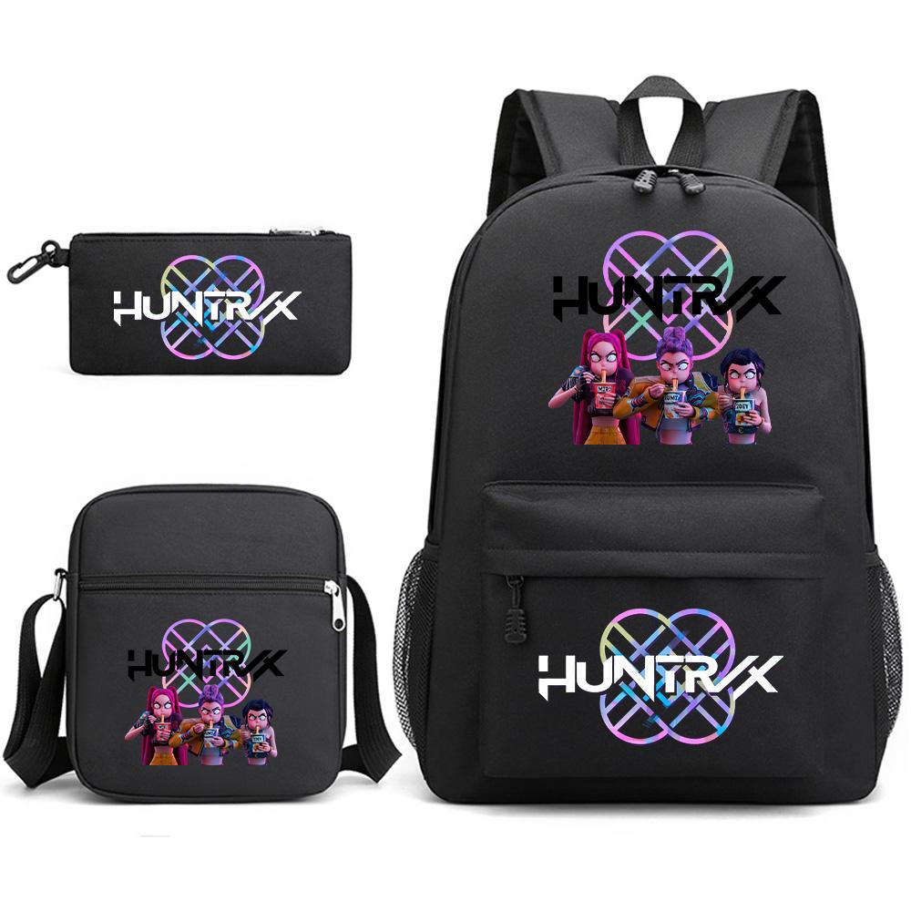 3Pcs/set Anime Printed Backpack with Shoulder Bag Pencil Case for Teenager Student Boy Girl SchoolBag Large Capacity Waterproof Bookbag Kid Gift