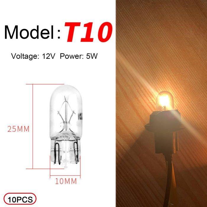 10pcs Blanc T10 Ampoules LED, 5W Plaque D'Immatriculation Light, Feux de Positionnement Latéraux Plaque D'immatriculation DC 12V