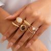 6-Piece Diamond Gem Asymmetrical Ring Suit European and American Entry Lux Fashion All-Match Online Influencer Ring Combination Hipster