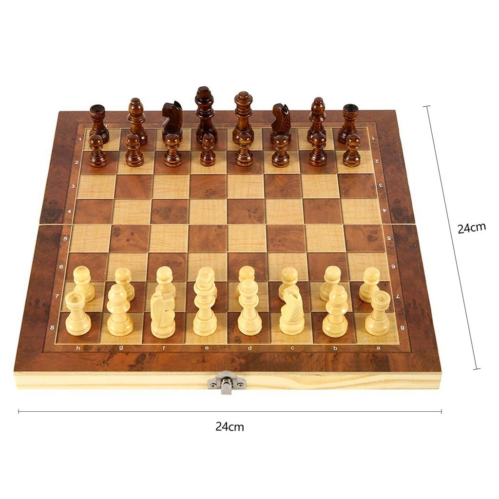 3 in 1 Chess Board Sets Wooden Exquisite Chess Set Chess and Checkers Game Set Travel Chess Sets for Chess Board Game