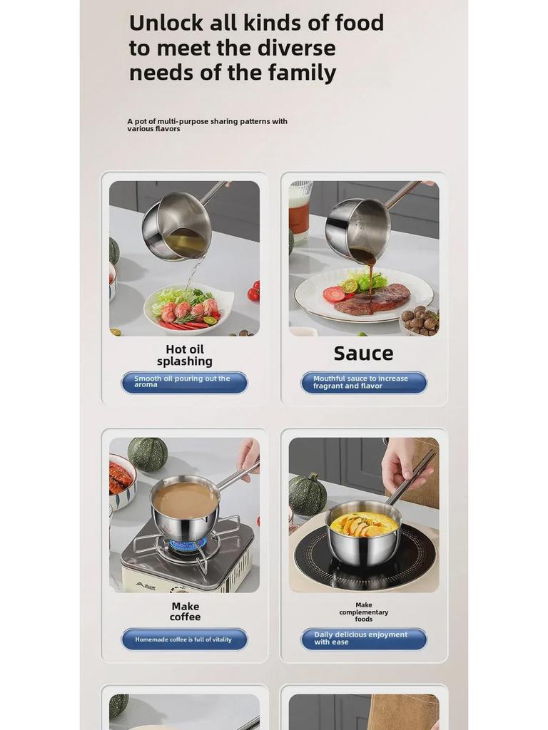316 Stainless Steel Mini Deep Fryer & Milk Pot: Thickened Cooking Pan for Baby Food & Household Use
