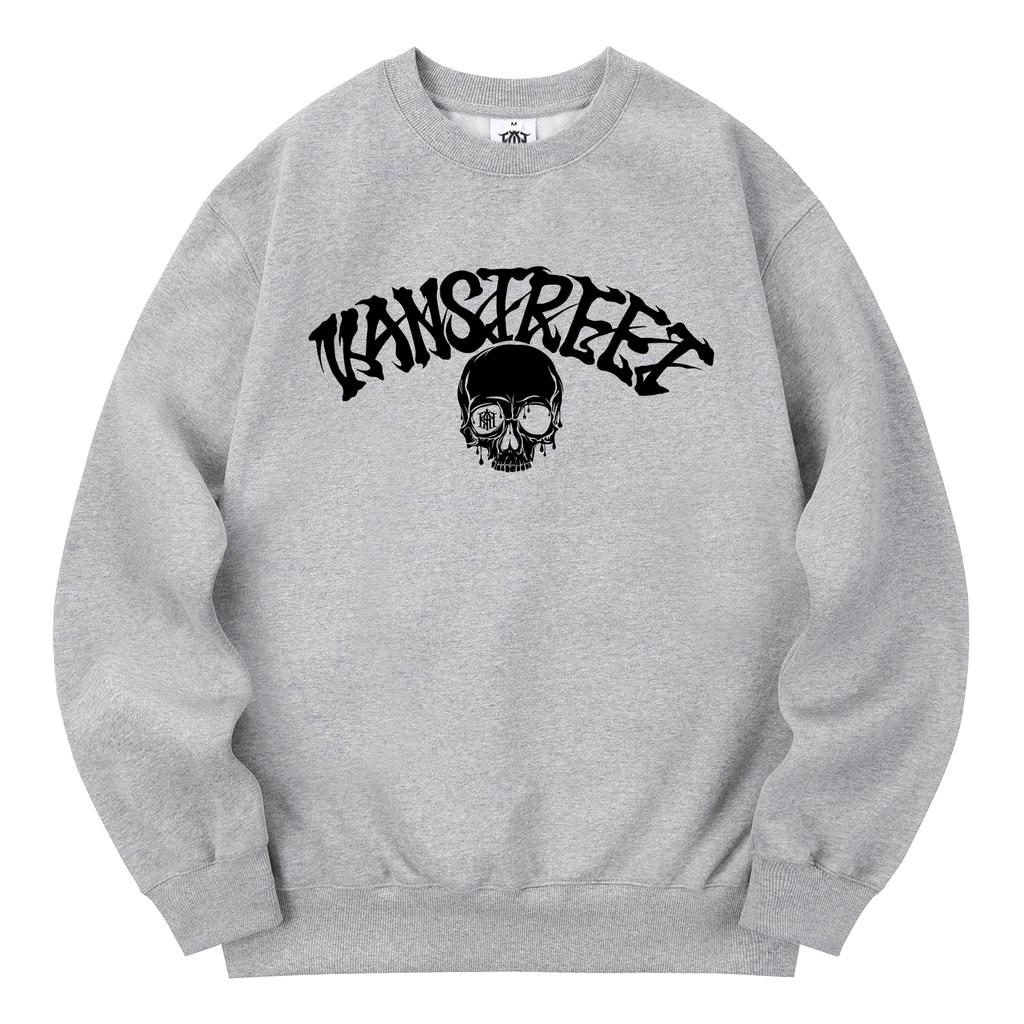 KAN6312 Kmg0168 Lettering Skull Blood Fleece-Lined Sweatshirt Gray