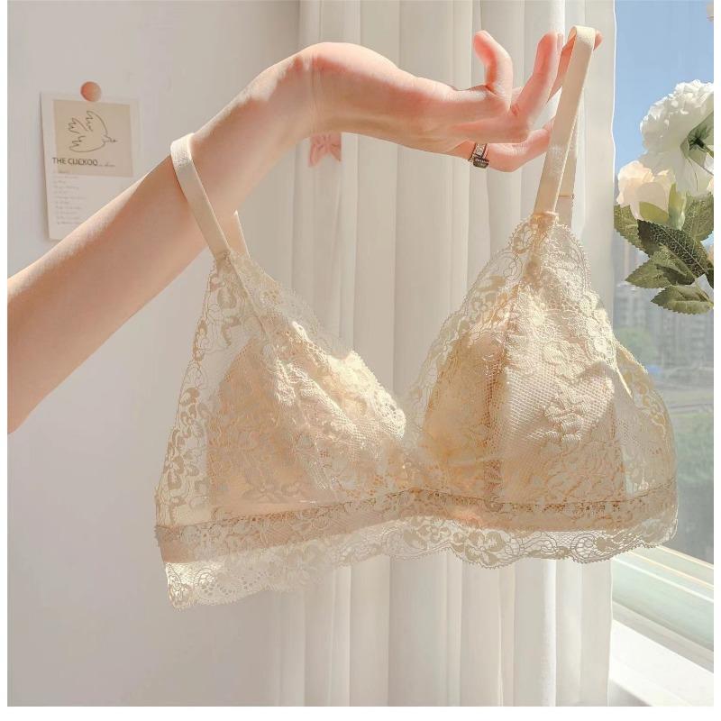 Pastel Lace Wireless Bra with Adjustable Thin Straps
