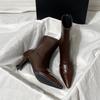 Sharp pointed slim high heels winter 2026 new size 43 women's boots fashion new brown women's boots