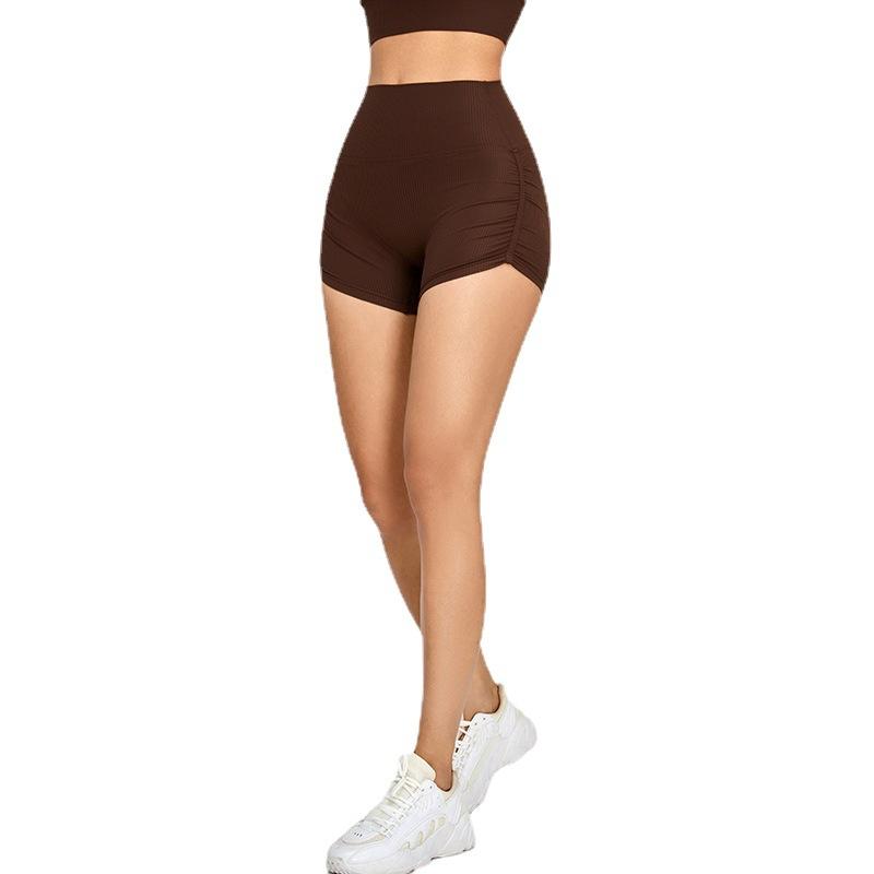 Three-point yoga shorts women's peach hip lift pleated tight fitness shorts quick-drying fitness clothes