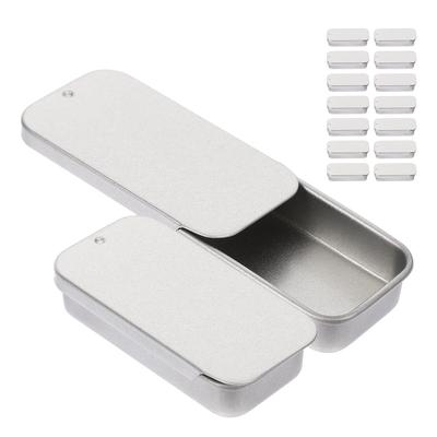 POPETPOP 16-piece Silver Matte Metal Can Push Lid Candy Small Snack Case Portable Multipurpose Storage Box Ideal Balms Daily Medication Tablets.