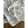 Hollowed-out lace hem pure cotton round-neck long-sleeve T-shirt for women, 2026 spring elegant Korean-style base shirt top