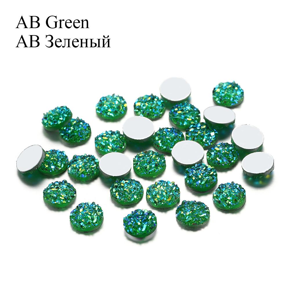 50Pcs/Lot 8mm Mix Colors Natural Ore Style Cabochons Convex Flat Back Resin Half Round Cabochons For DIY Jewelry Making Supplies