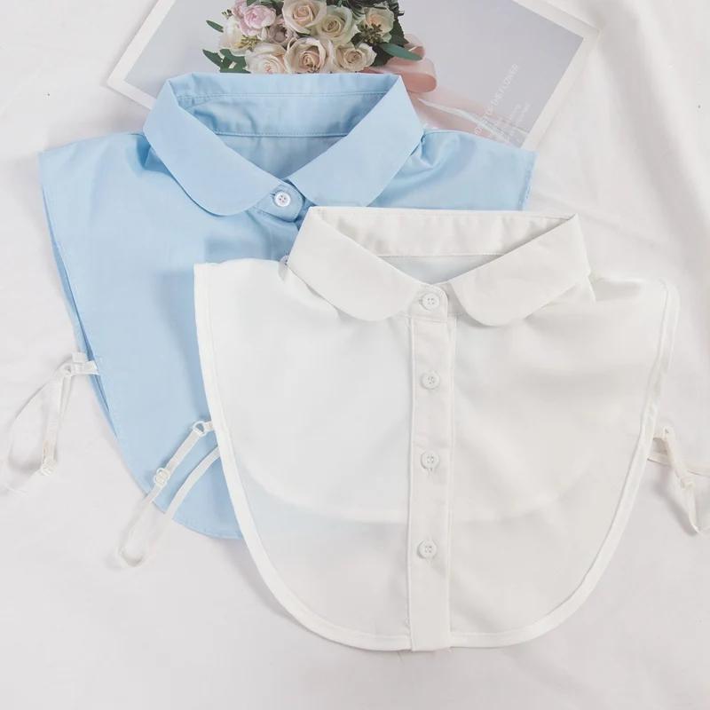 Damen Frühling Herbst Baumwolle Weiß Vertikal Kleiner Umlegekragen Vielseitiges Hemd Pullover Mode Falschkragen Kleidung Accessoires