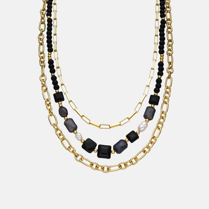 Collier Luxenter avec résine noire finition or 18k - Nyste