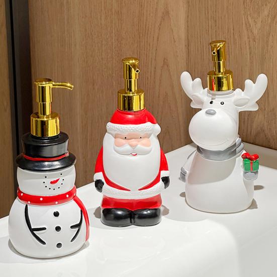 Dispensing Bottle Deer Santa Claus Snowman Design Soap Container Water-Absorbing Anti-Slip Bottom Shower Gel Bottle