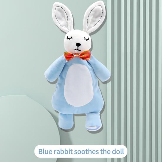 Baby Plush Toy Cute Cartoon Animal Dog/Penguin/Rabbit Tie Design Soft Touch Built-in Sound Paper Sleep Companion Gift Newborn Stuffed Comforting