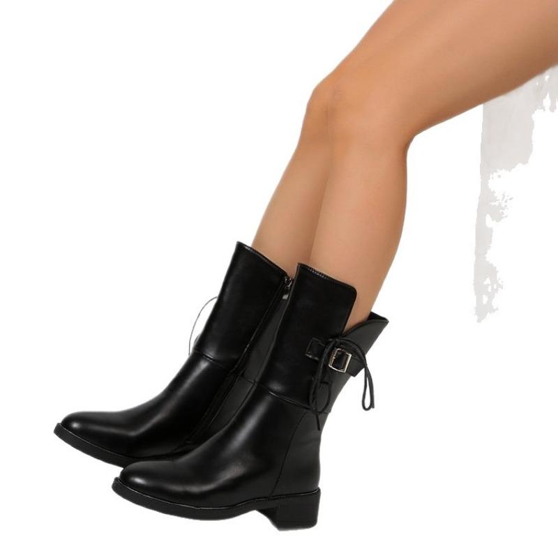 Soft Leather Boots, Knee-length Thick-heeled Mid-calf Boots, Anti-slip Soft-soled and Soft-top Mid-calf Boots, Women's Shoes