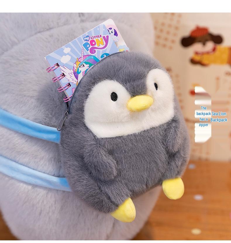 Adorable Sea Lion Plush Backpack - Cartoon Doll Sleeping Pillow for Kids and Girls