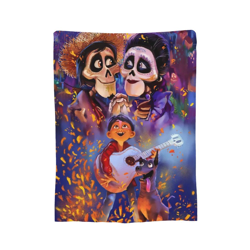 Cartoon Coco Day of The Dead Knitted Blankets  Plush Throw Blankets Bedding Couch Decoration Soft Warm Bedspreads,