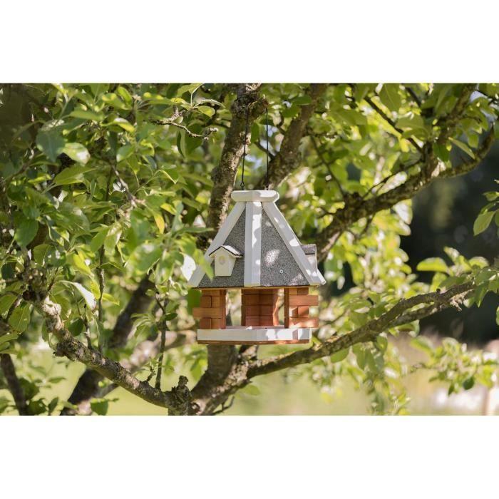 natura mangeoire oiseaux suspendue, en pin, ø 36 × 35 cm, brun/blanc