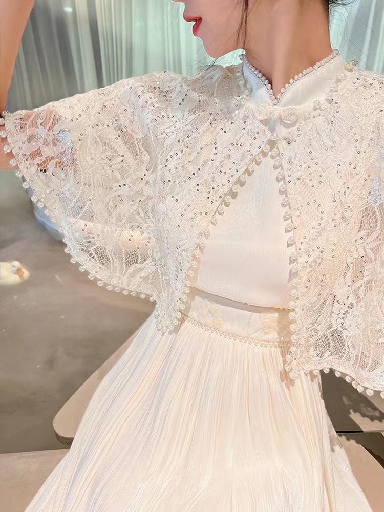 2025 Summer Elegant Chinese Lace Shawl Cardigan for Weddings and Meetings