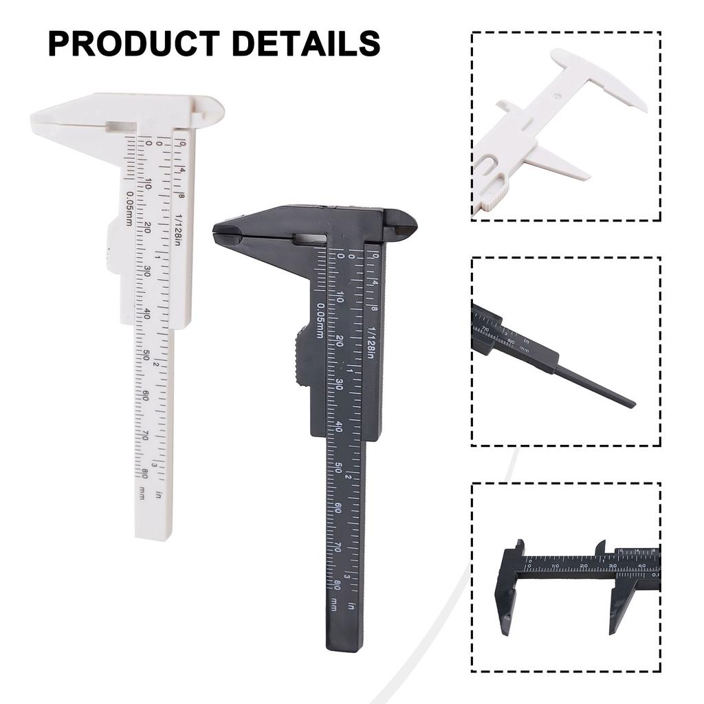 2 Pcs 80 Mm Mini Plastic Sliding Vernier Caliper Gauge Measure Tool Ruler Micrometer Hand Tool Accessories