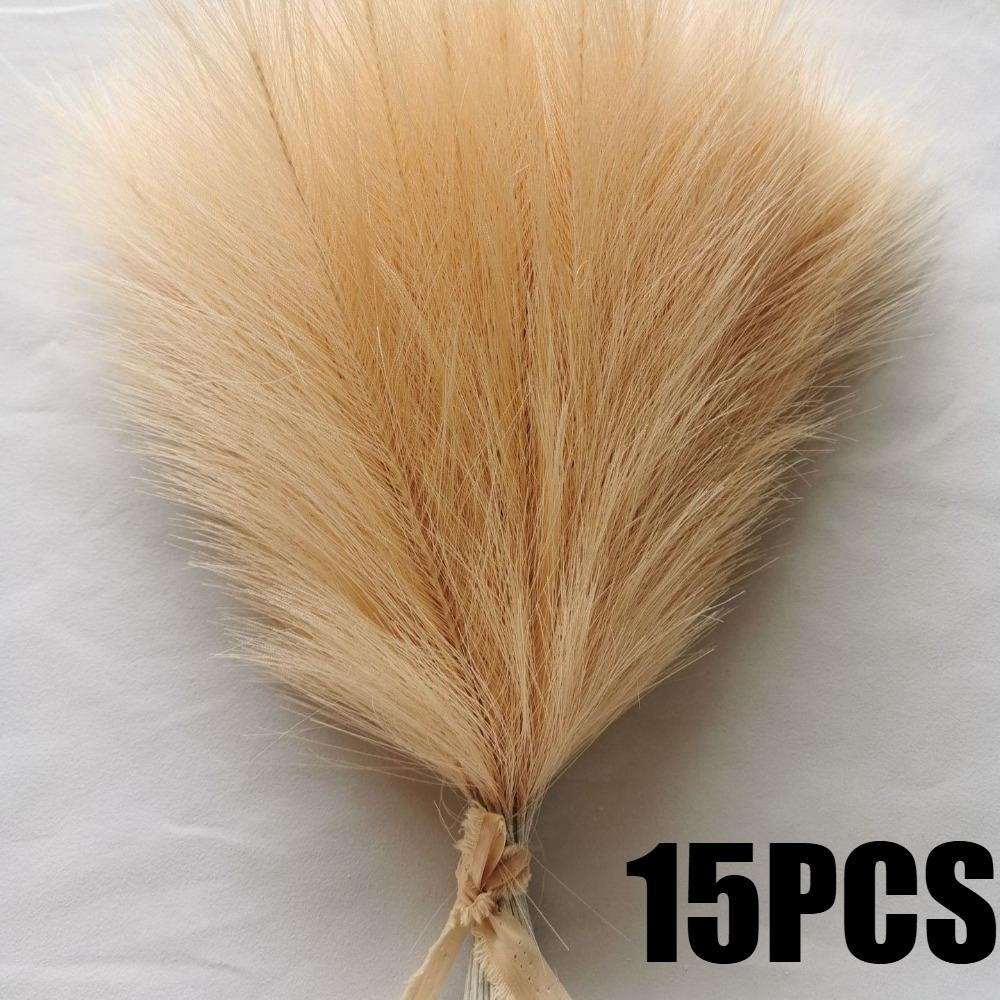 24PCS Brown Faux Pampas Grass White, 56cm Short Artificial Pompous Grass Floral Fake Pompas Grass Branches Vase Filler