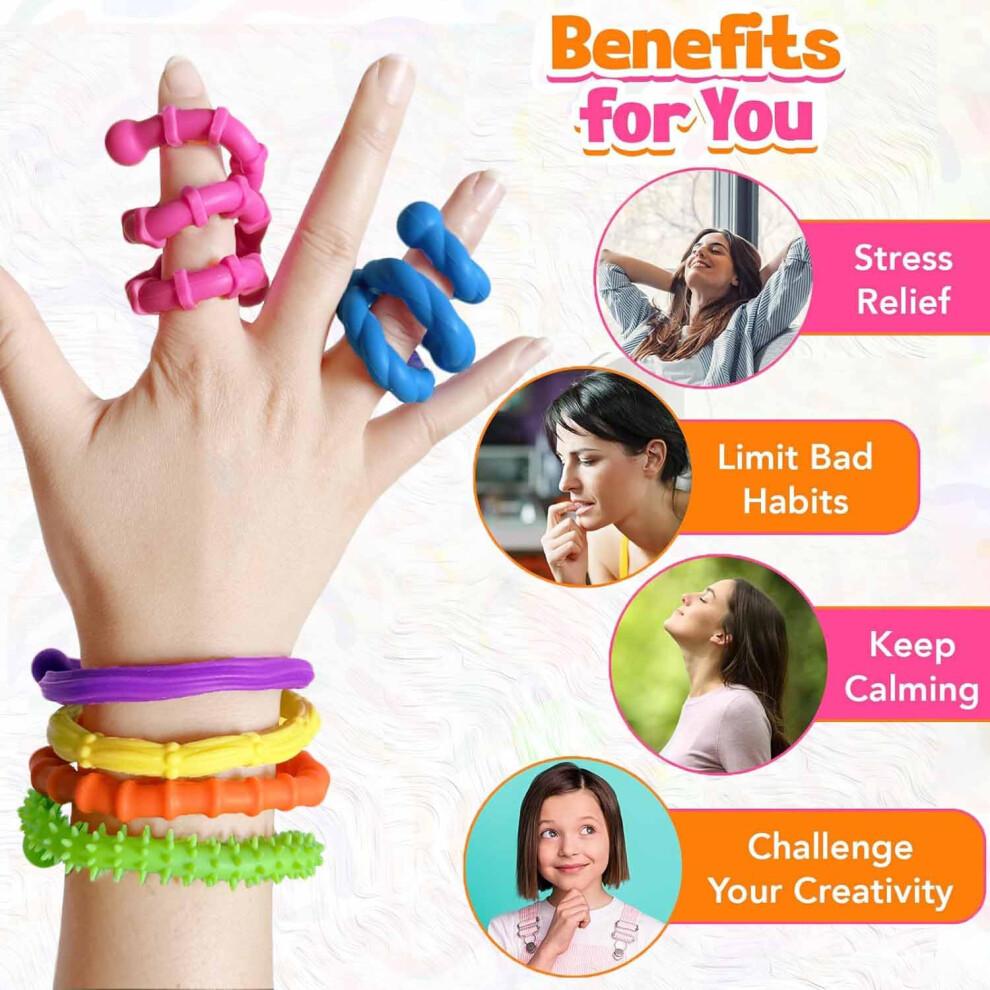 JoyJoyful Fidget Toys for Kids Adults, 6 Pack Stick Sensory Toys for Autism, Textured Squishy Toys for Special Needs Autistic, Adhd Anxiety Stress To