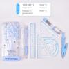 8pcs/set Rubber Ruler Kit Small Fresh Automatic Pencil Durable Stationery Sets
