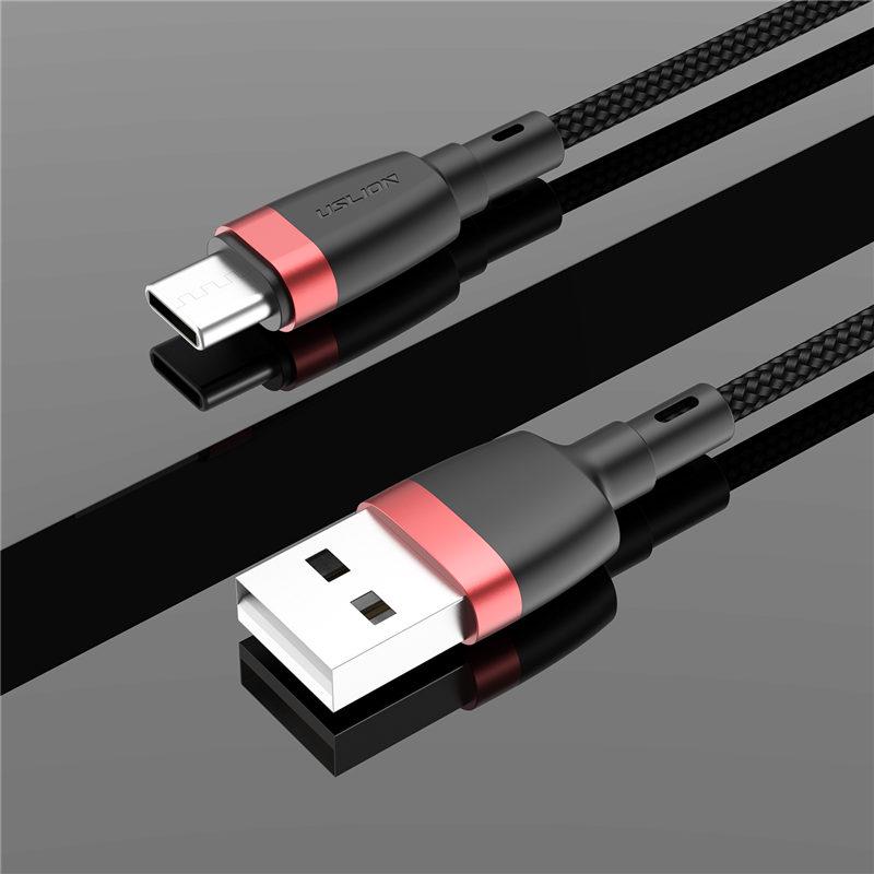 USLION 1M 3A Type C Quick Charge 3.0 Кабель для быстрой зарядки для Xiaomi Samsung Huawei Кабель для передачи данных 0.5M