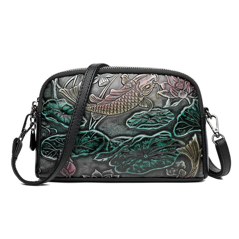 Sac à main en cuir de haute qualité, sac de luxe de styliste rétro Style ethnique imprimé 3D, sac à bandoulière mode diagonale, pochette croisée pour téléphone