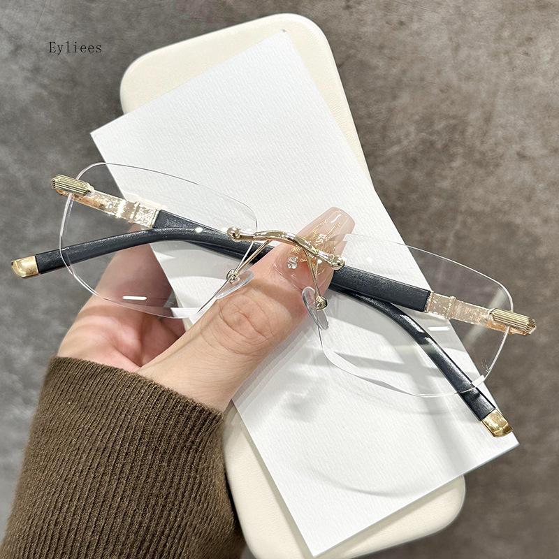 Ultra Light Frameless Diamond Cutting Reading Glasses Women Men Anti Blue Light Presbyopia Glasses Fashion Sun Shading Glasses