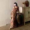 Wasteland wind desert vacation wind long-sleeved mesh dress women's early autumn design sense streamer beautiful Spice girl long skirt