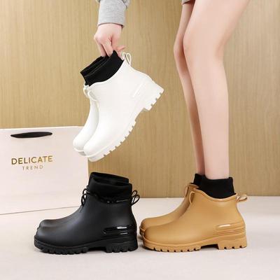 Nordische Koreanische Wasserschuhe: Damen Samt Chelsea Regenstiefel & Herren Low-Top Outdoor Watstiefel