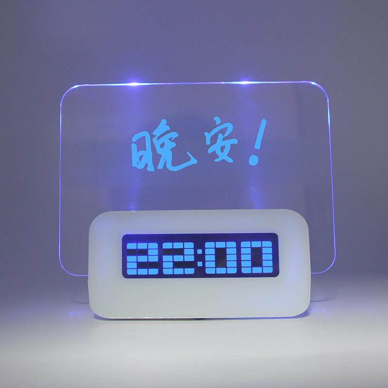 

Креативная флуоресцентная доска для сообщений, многофункциональный цифровой электронный будильник, будильник с питанием от USB, романтический DIY-подарок 1140