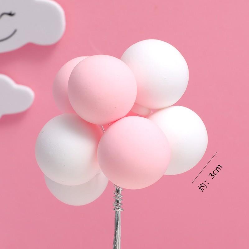 Pink Themed Cake Decor: Heart & Cloud Balloons with Insert Cards for Birthday Parties