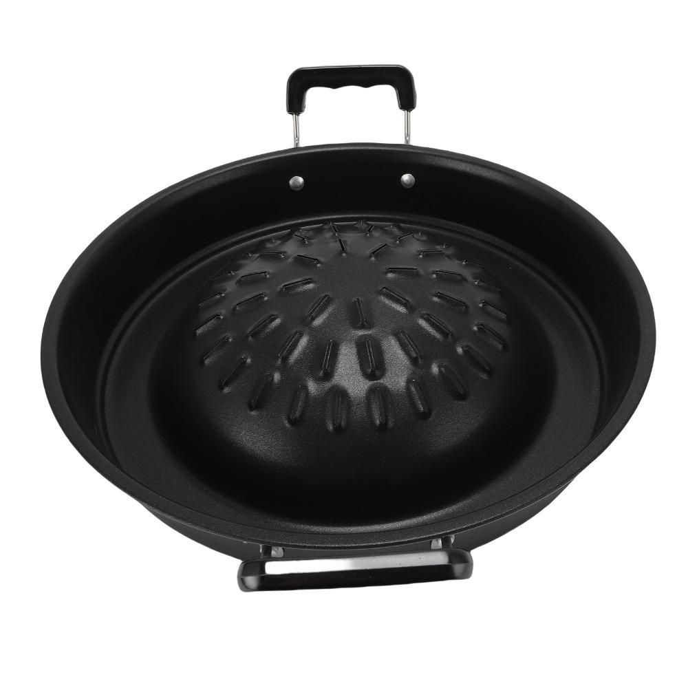 Round Thai BBQ Grill Pan Black Grill Pan with Side Portable Hot Pot Grill Pan Restaurant Use
